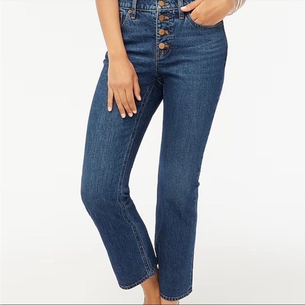 J. Crew Factory Mid Rise Flare Crop Jeans All Day Stretch Size 30 O2